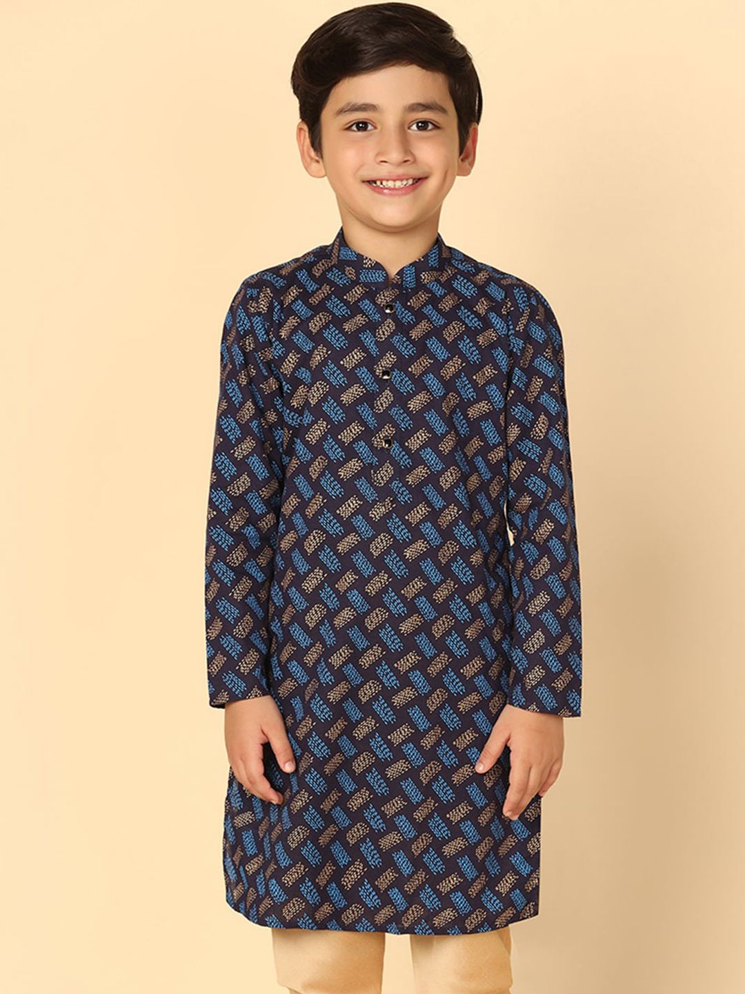 KISAH Boys Geometric Printed Straight Pure Cotton Kurta-picture-24