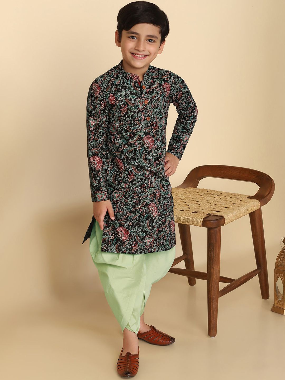 KISAH Boys Ethnic Motifs Printed Straight Pure Cotton Kurta-picture-27