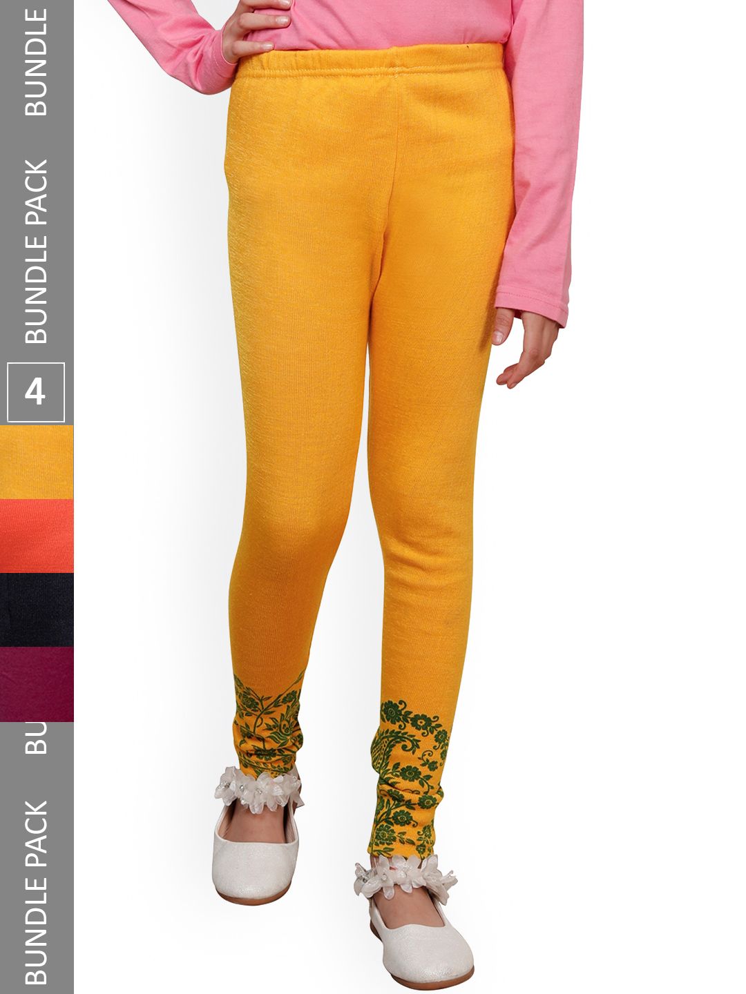 IndiWeaves Girls Pack Of 4 Bottom-Printed Woolen Ankle Length Leggings-picture-57