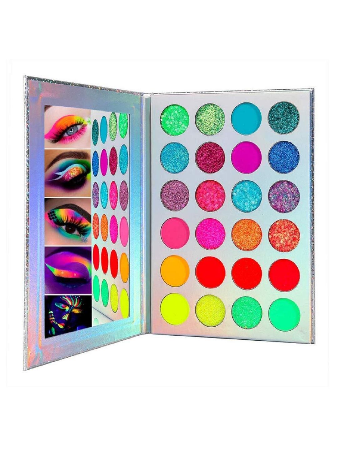 DE'LANCI 24 Color UV Blacklight Aurora Glow-Neon  Glow in the Dark Eyeshadow Palette-image-0