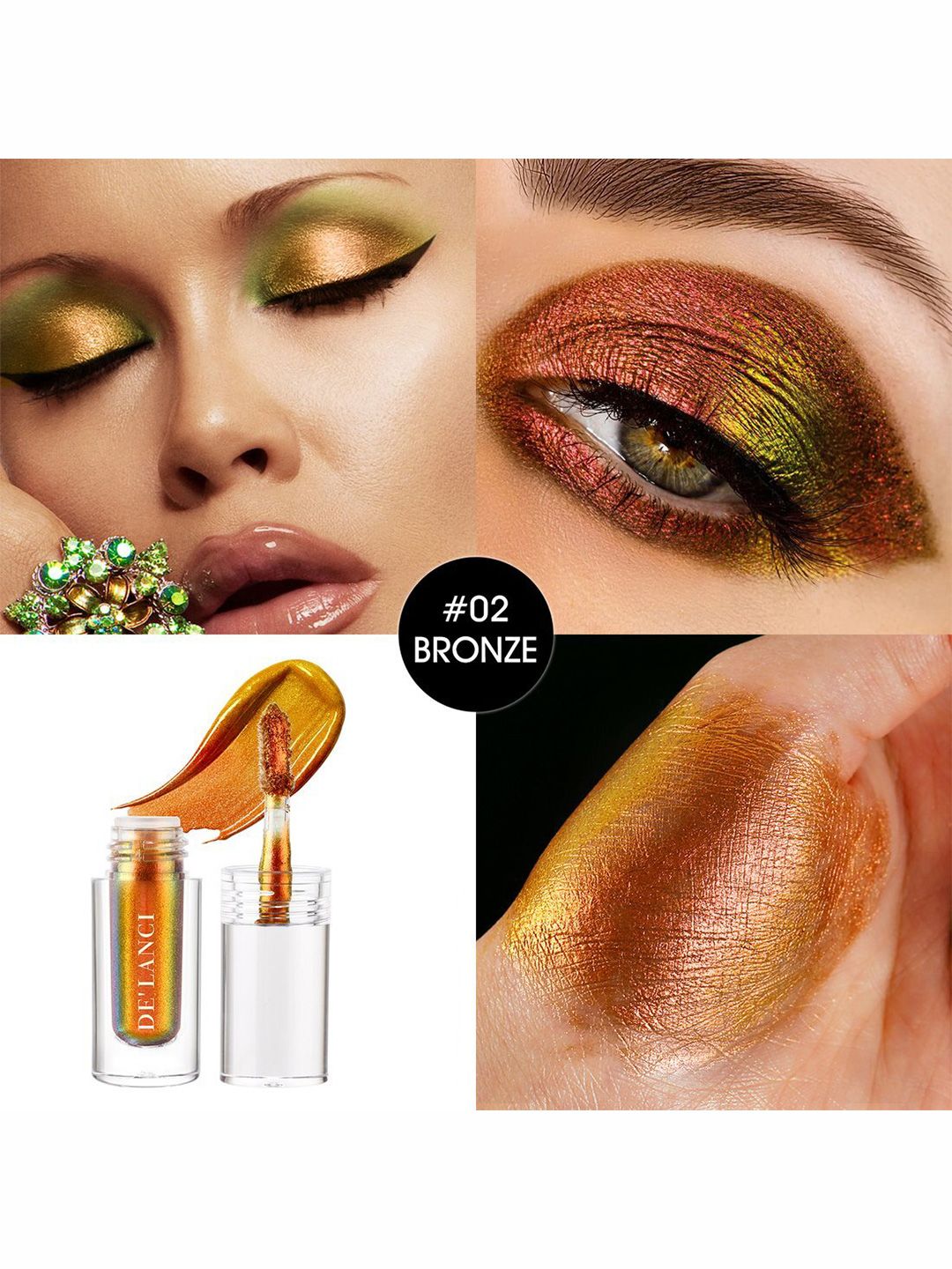 DE'LANCI Chameleon Liquid Glitter Eyeshadow-1.6g - Bronze 02-image-3