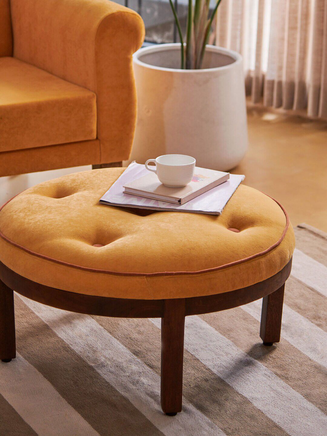 Chumbak Mustard Yellow Bohemian Ottoman-image-6