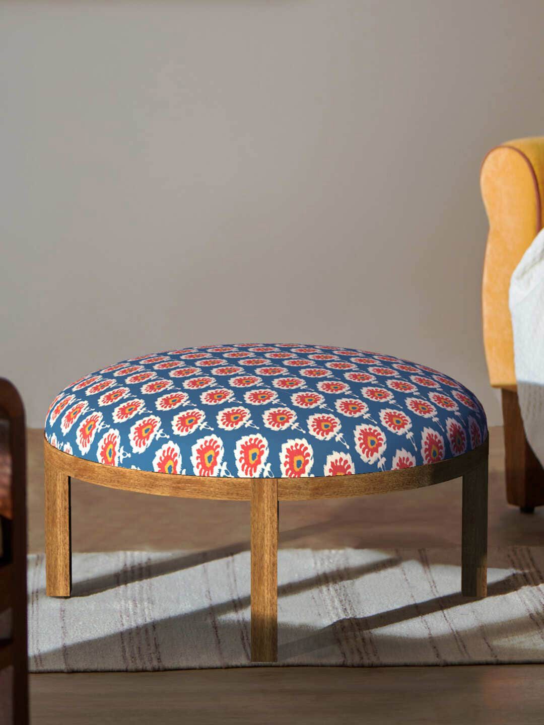 Chumbak Blue & Red Printed Bohemian Ottoman-picture-51