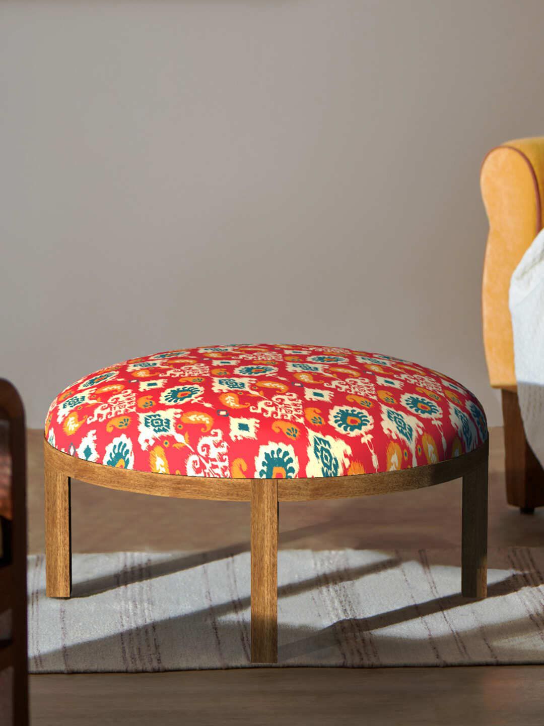 Chumbak Red Textured Bohemian Ottoman-picture-10