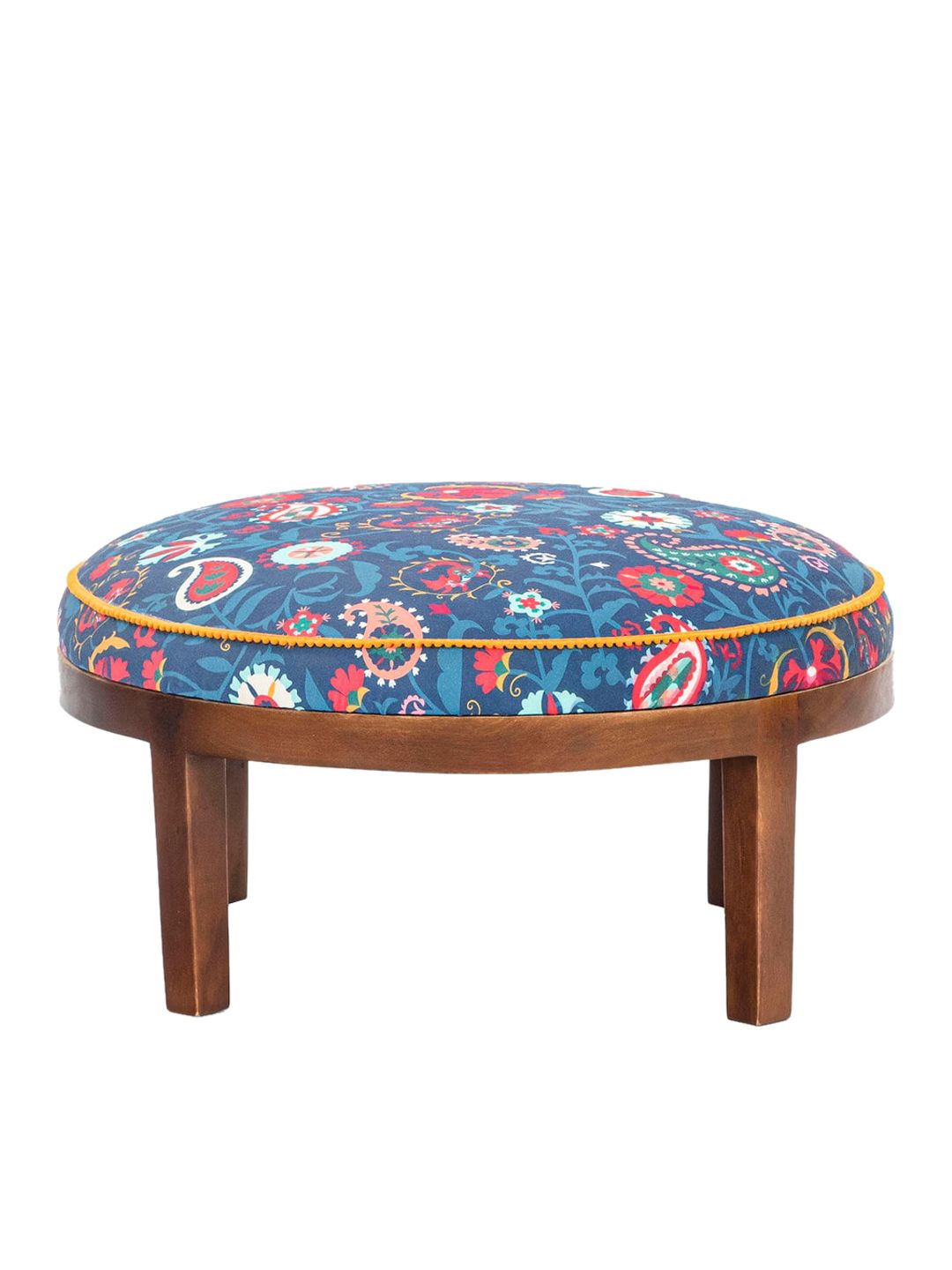 Chumbak Bohemian Blue & Pink Paisley Printed Ottoman-picture-52