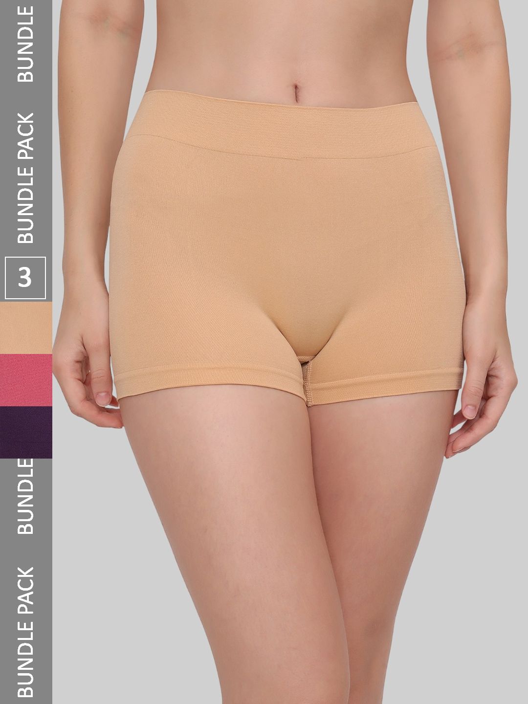 PLUMBURY Pack Of 3 Seamless Anti Microbial Boyshorts Briefs-picture-41