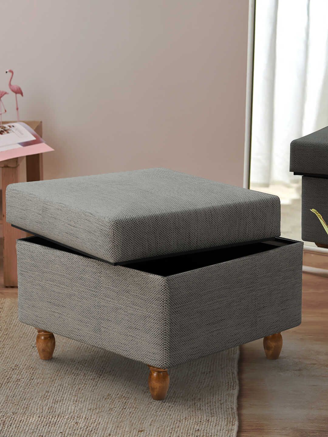 Chumbak Grey Printed Rectangle Ottomans-picture-16
