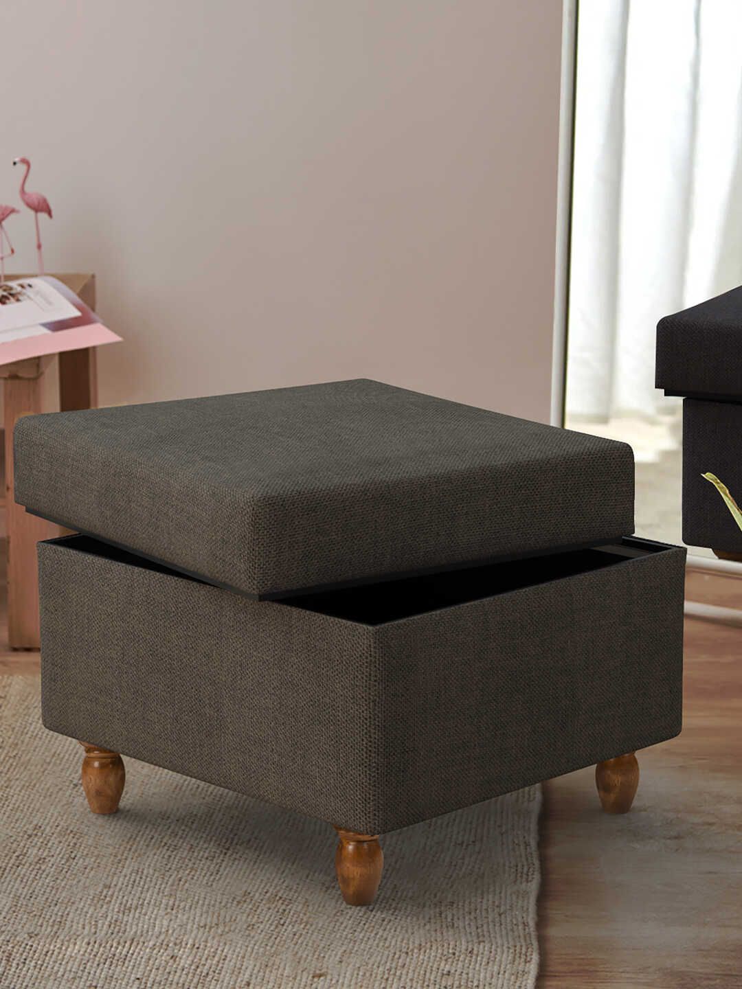 Chumbak Brown Rectangle Storage Ottoman-picture-17