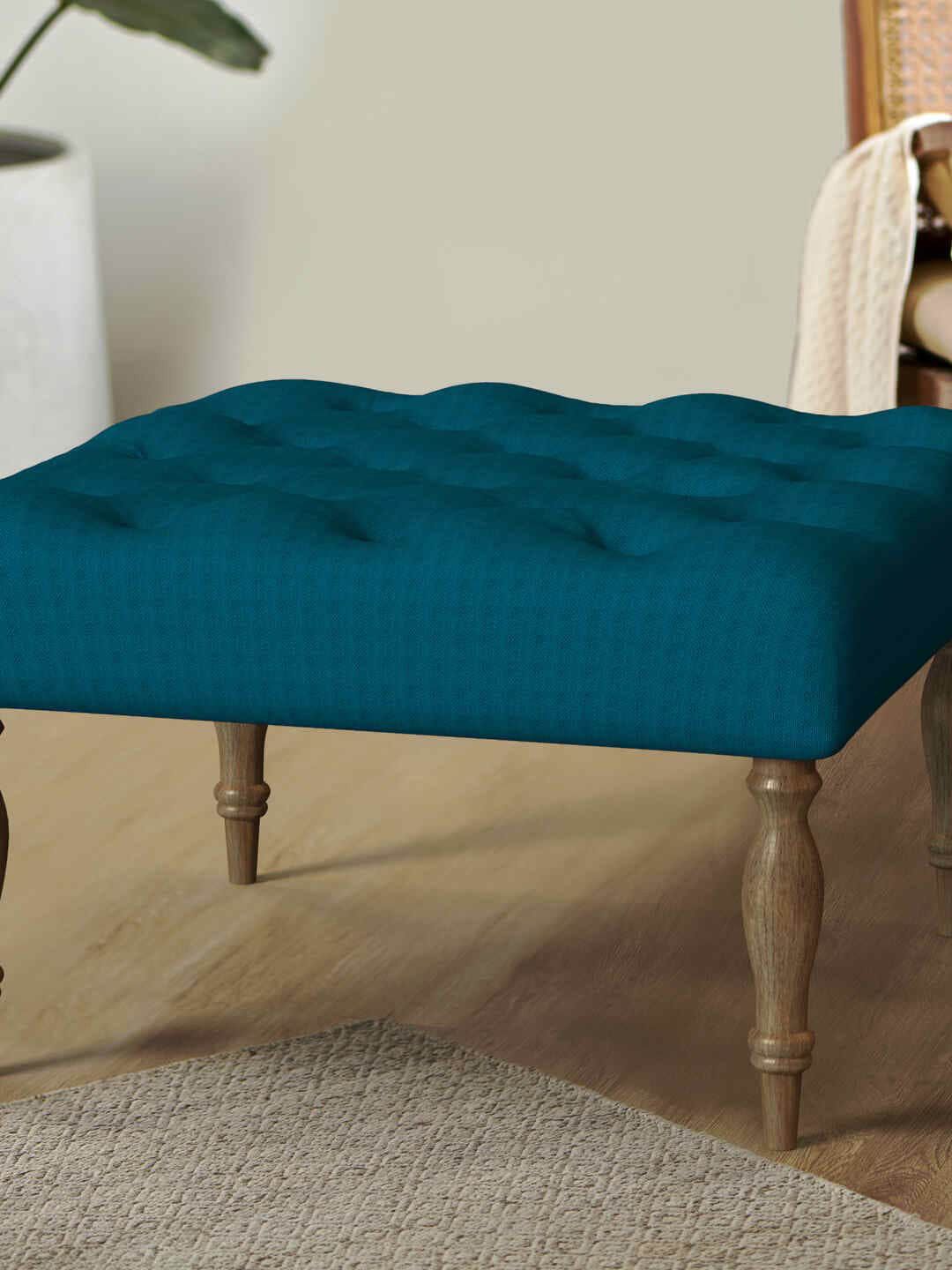 Chumbak Blue Printed Square Ottoman-picture-32