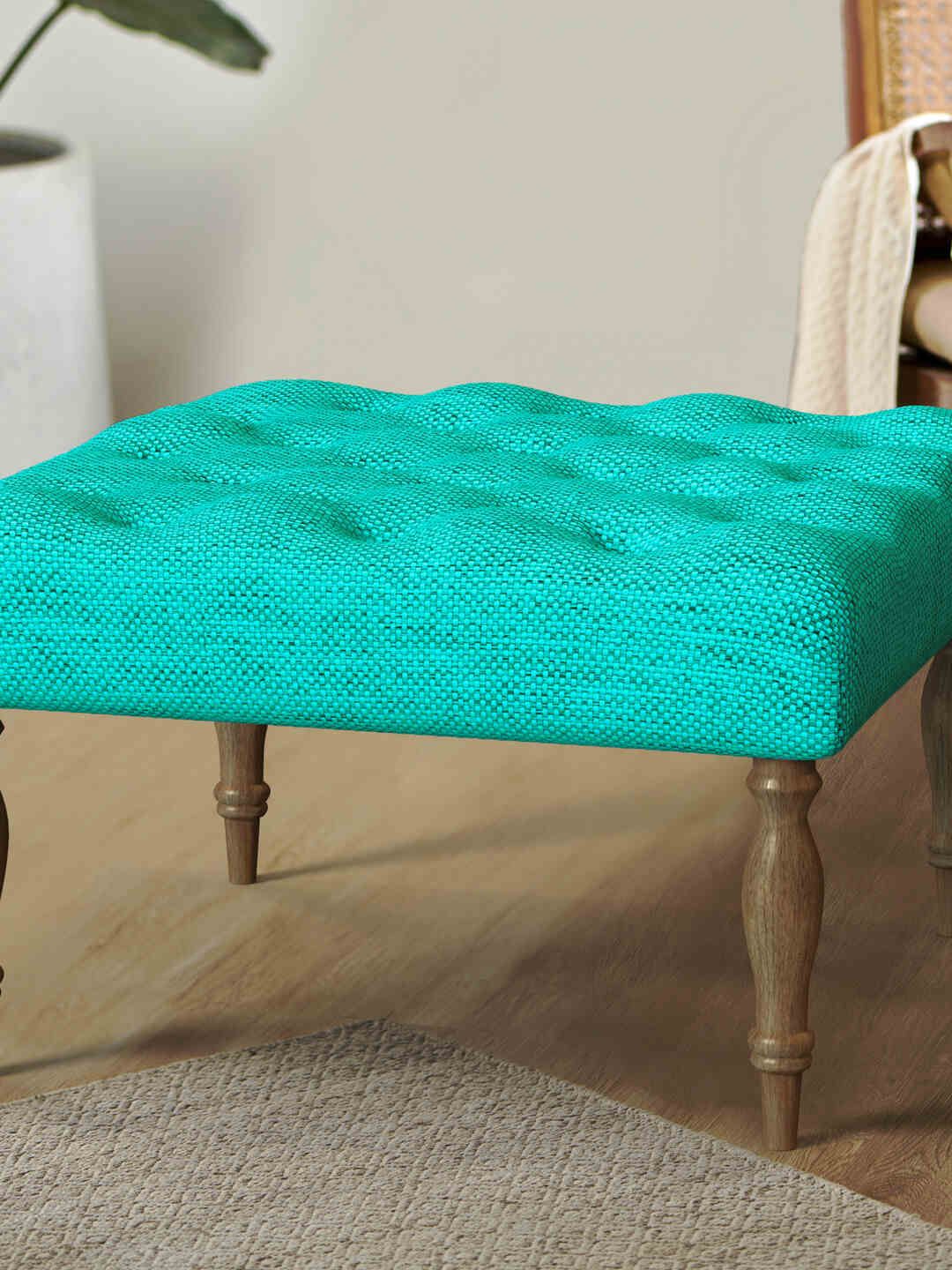 Chumbak Blue Printed Square Ottomans-picture-31
