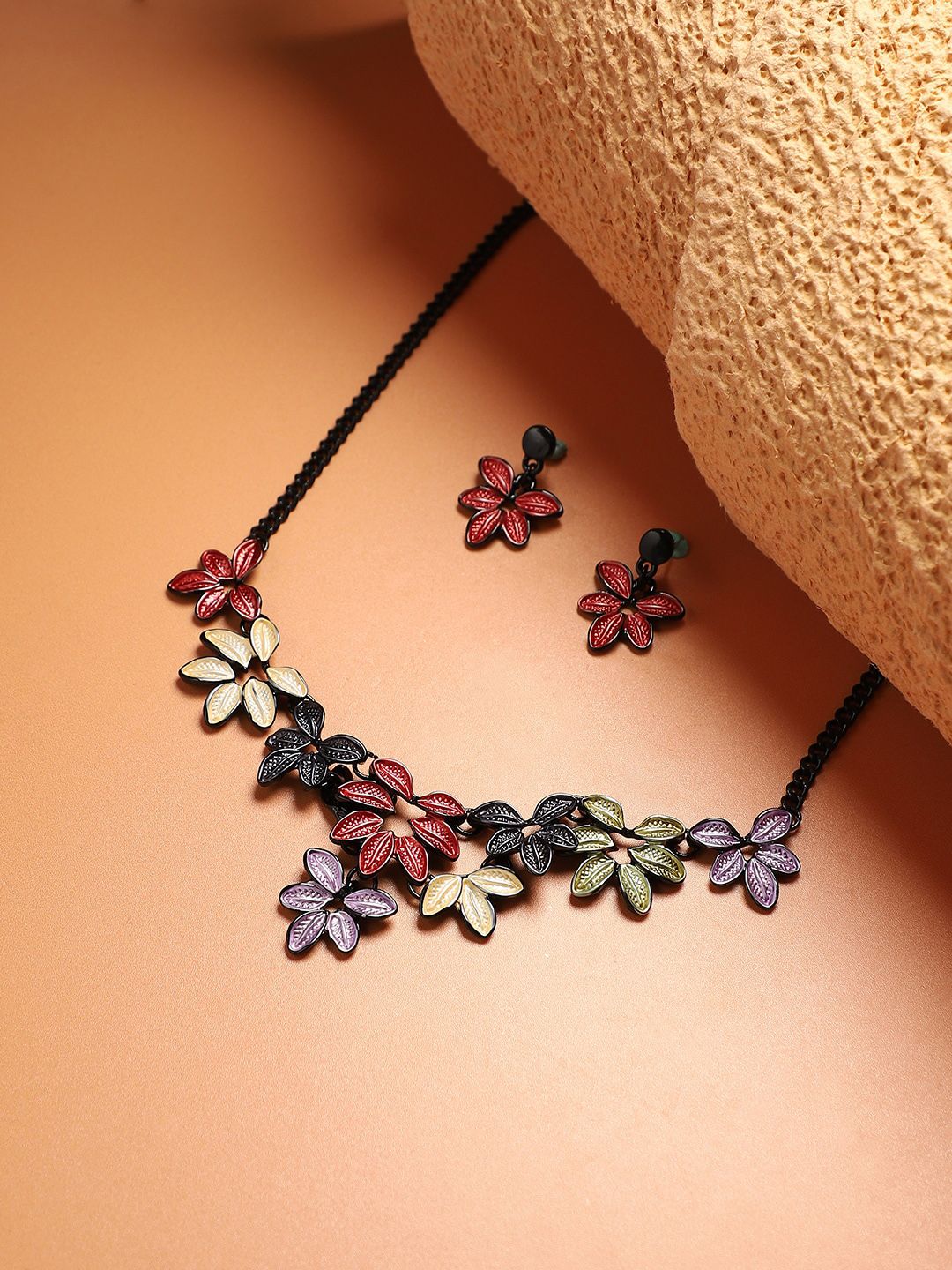 SOHI Foliage Necklace & Earrings Jewellery Set-picture-30