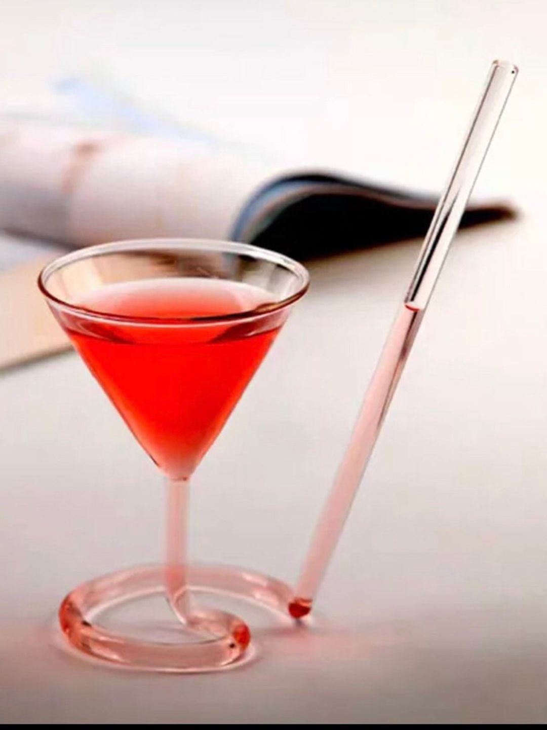 MELBIFY Transparent 2 Pieces Roll Sip with Inbuild Straw Cocktail Glass-250 ml-picture-58