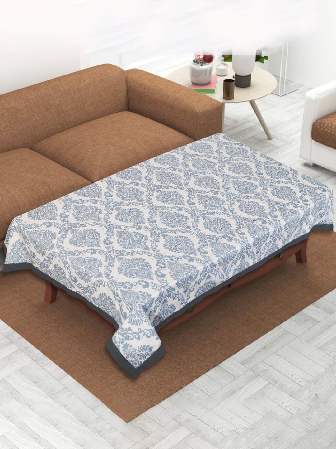 INDHOME LIFE Blue Printed Pure Cotton 4 Seater Table Cover-picture-28