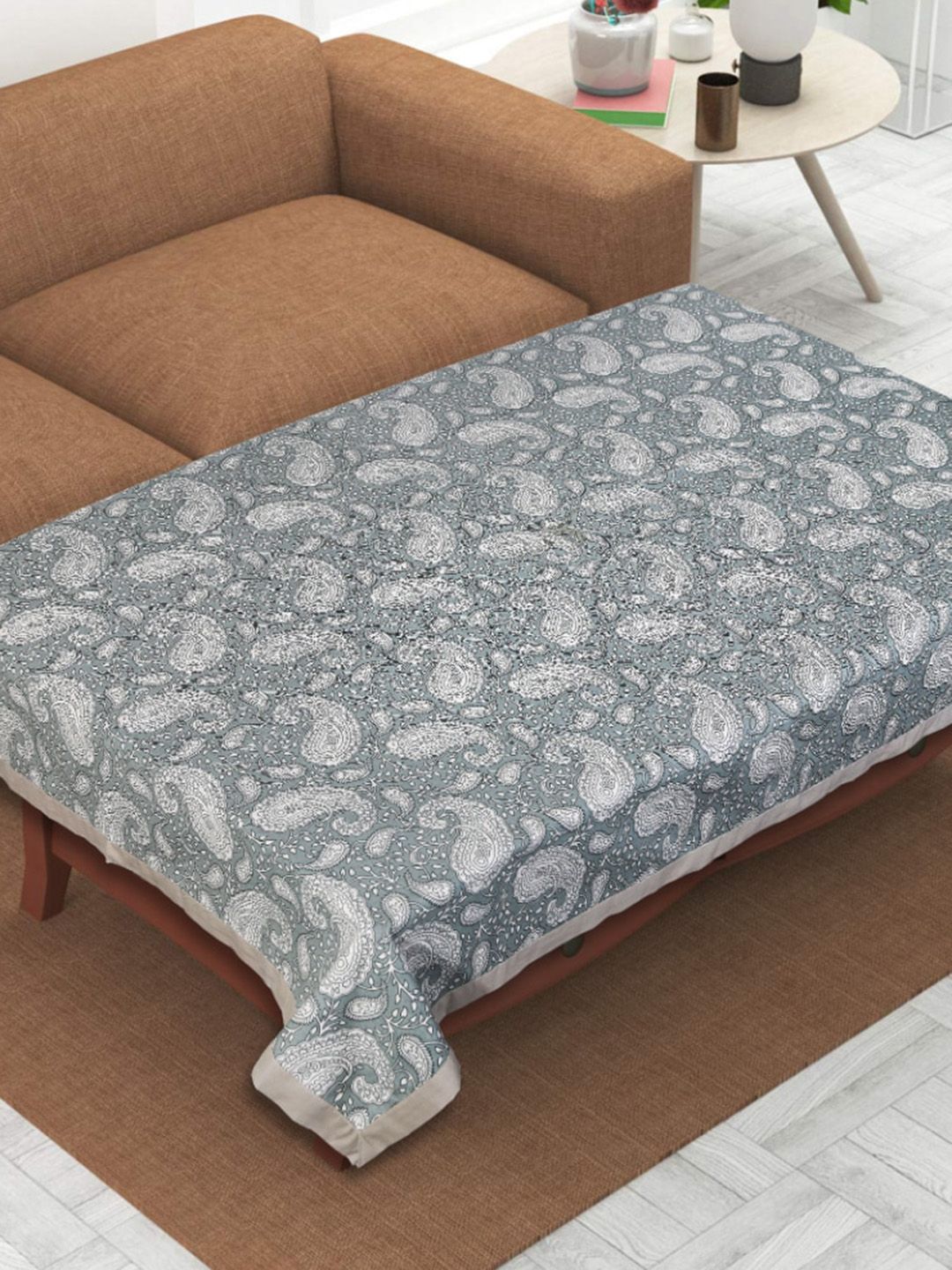 INDHOME LIFE Grey Printed Pure Cotton 4-Seater Table Cover-picture-19