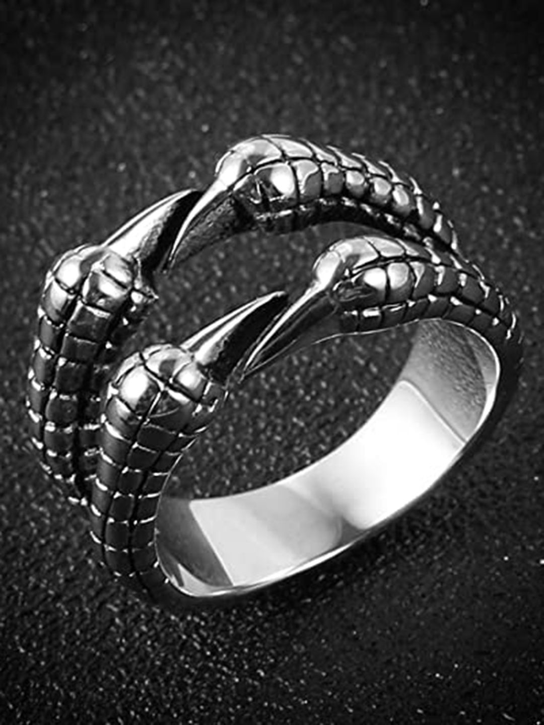 KRYSTALZ Unisex Silver-Plated Snake Open Finger Ring-image-21