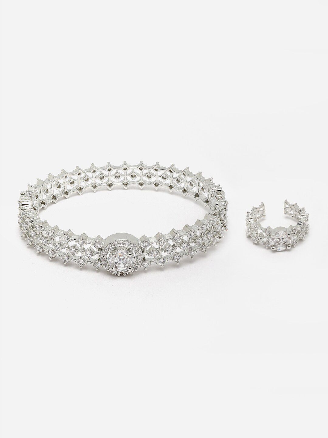 Anouk Set of 2 Silver-Toned Handcrafted Rhodium-Plated Bracelet-picture-40