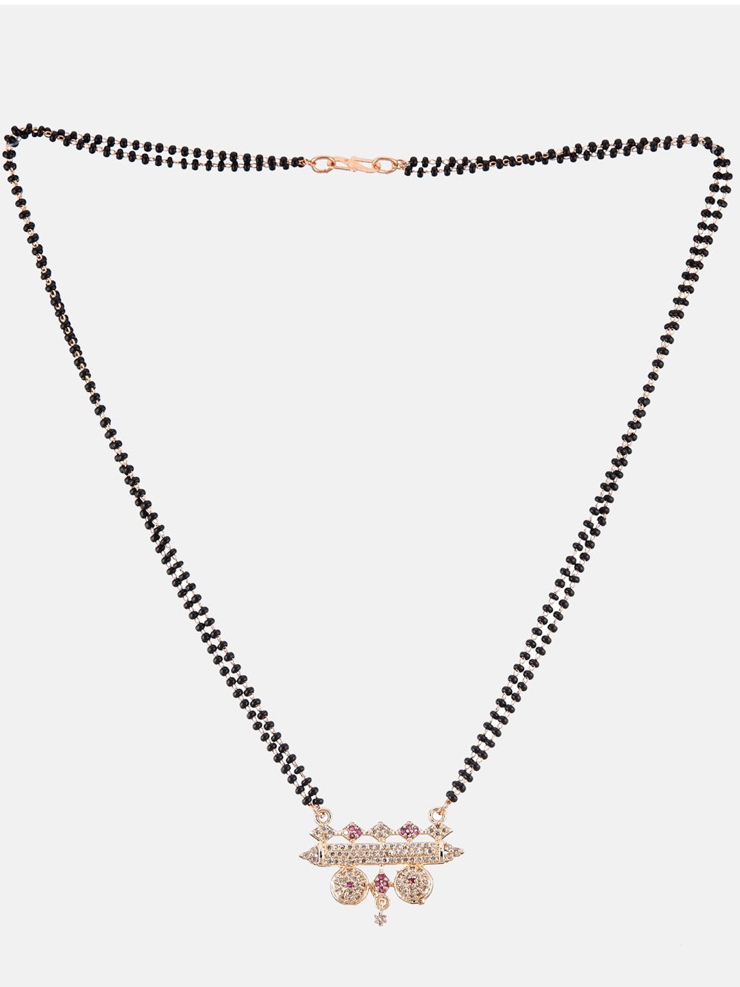 ATIBELLE Rose Gold-Plated CZ Studded & Beaded Mangalsutra with Bangles