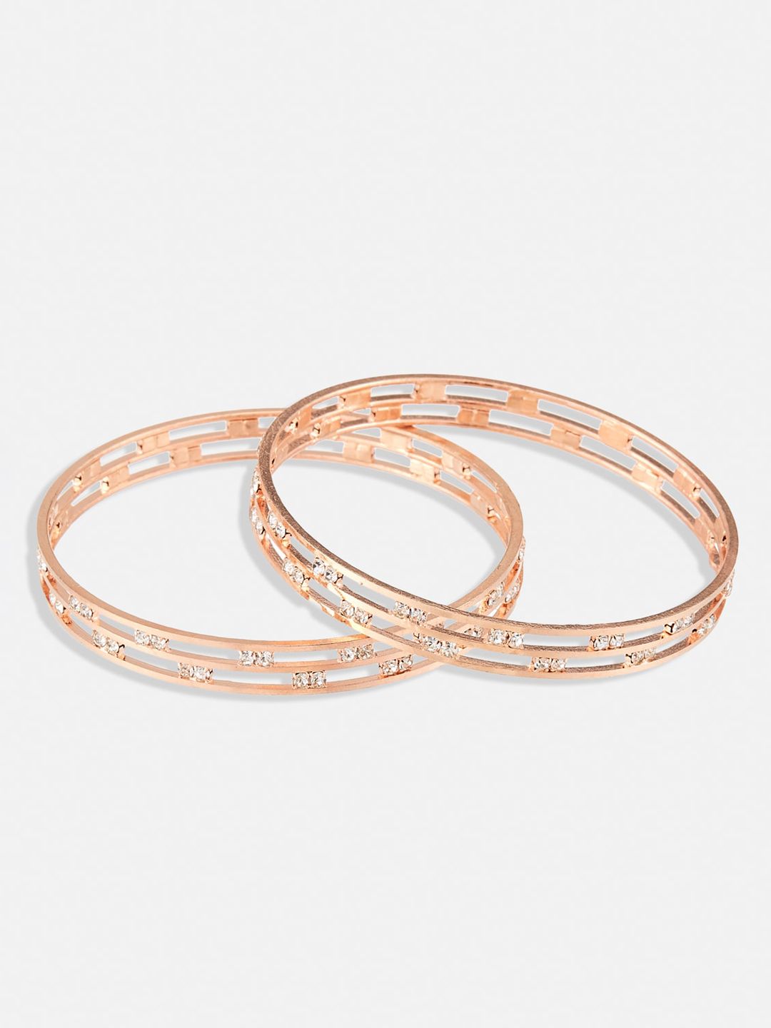 ATIBELLE Rose Gold-Plated CZ Studded & Beaded Mangalsutra with Bangles