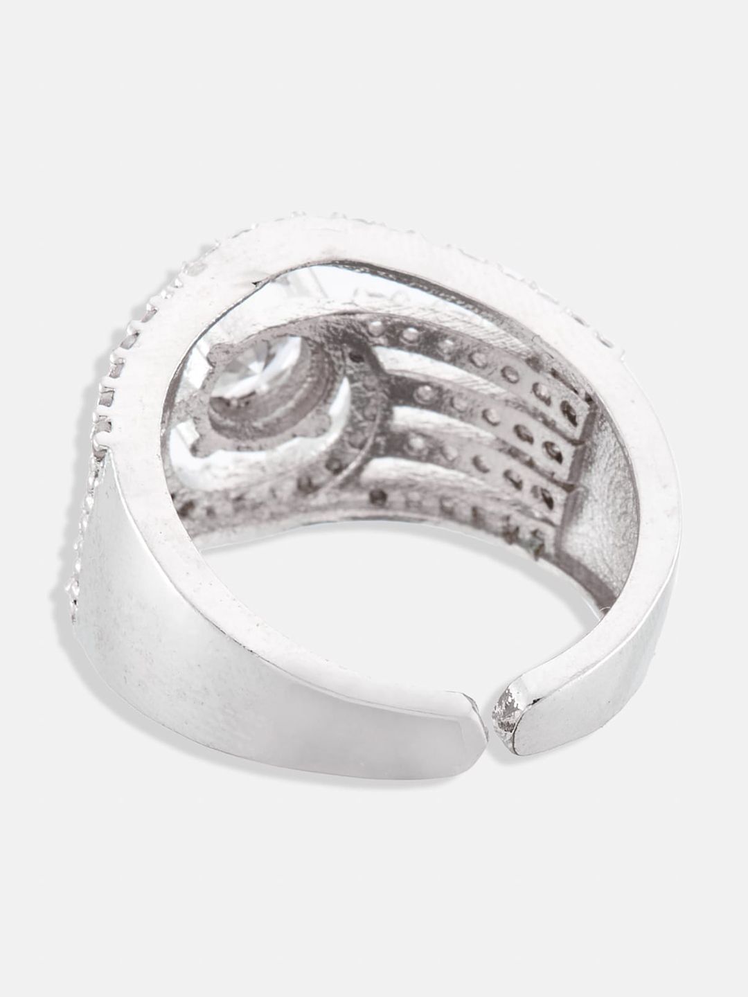 ATIBELLE Set Of 2 Rhodium-Plated Adjustable Finger Ring