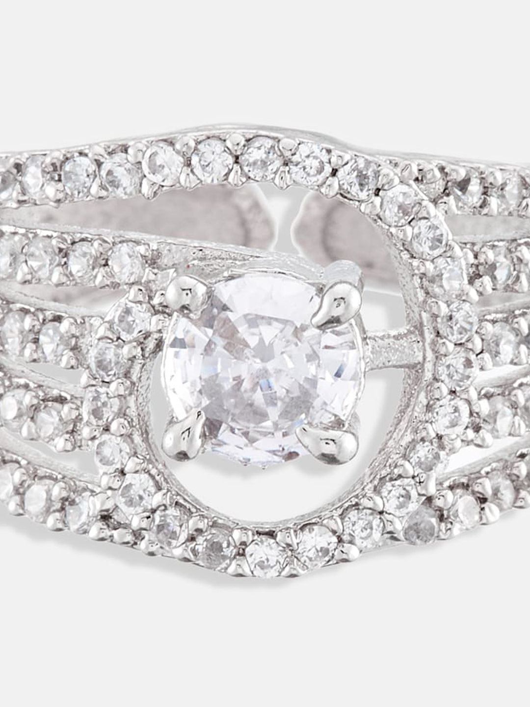 ATIBELLE Set Of 2 Rhodium-Plated Adjustable Finger Ring