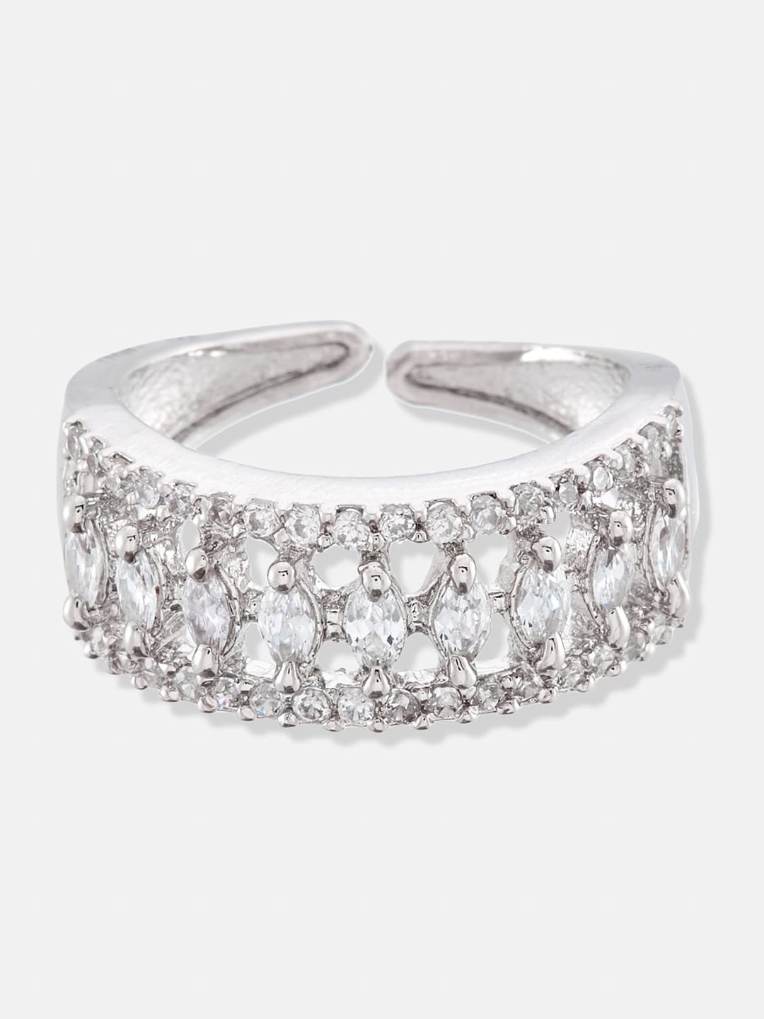 ATIBELLE Set Of 2 Rhodium-Plated Adjustable Finger Ring