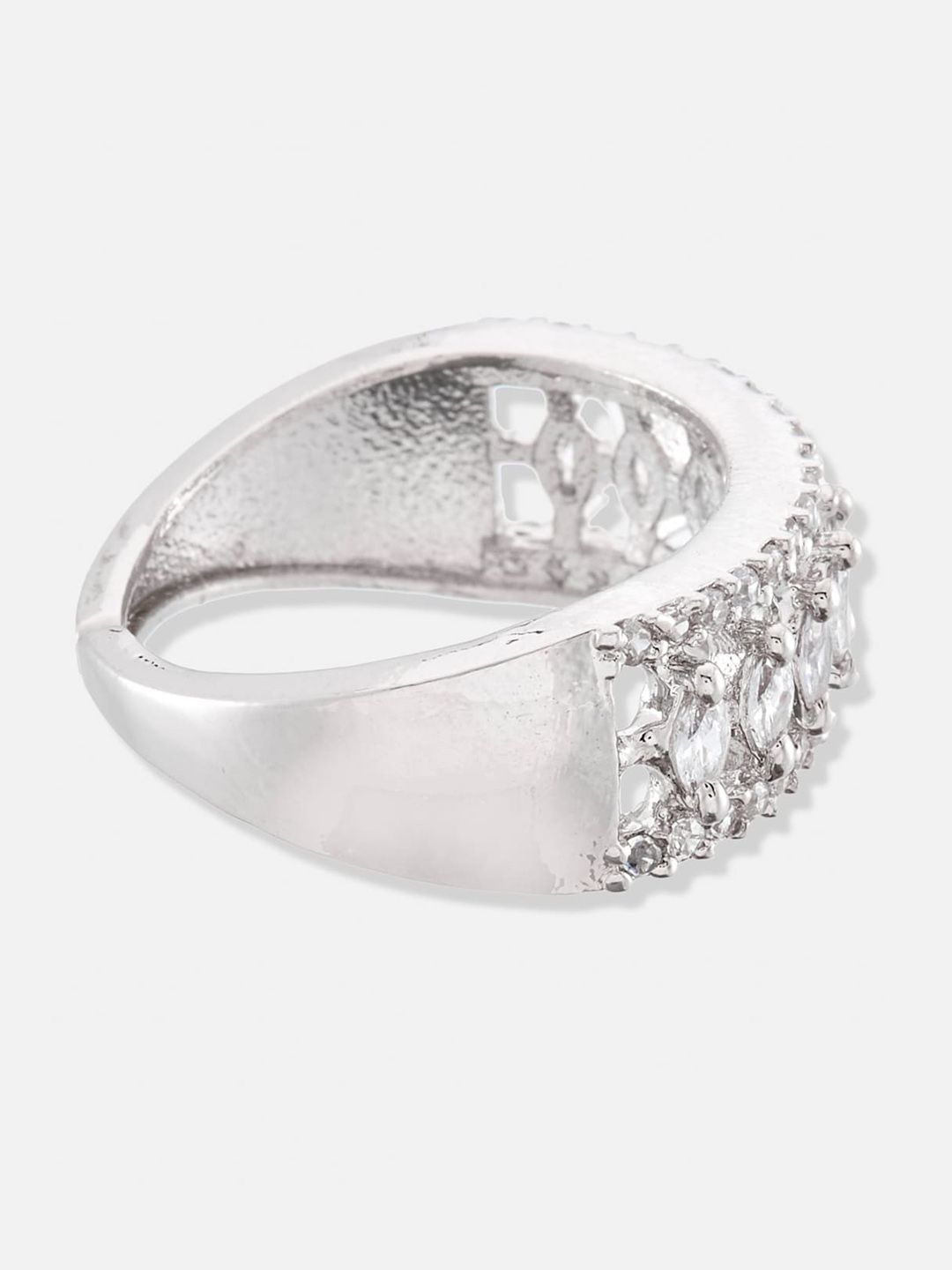 ATIBELLE Set Of 2 Rhodium-Plated CZ-Studded Finger Ring