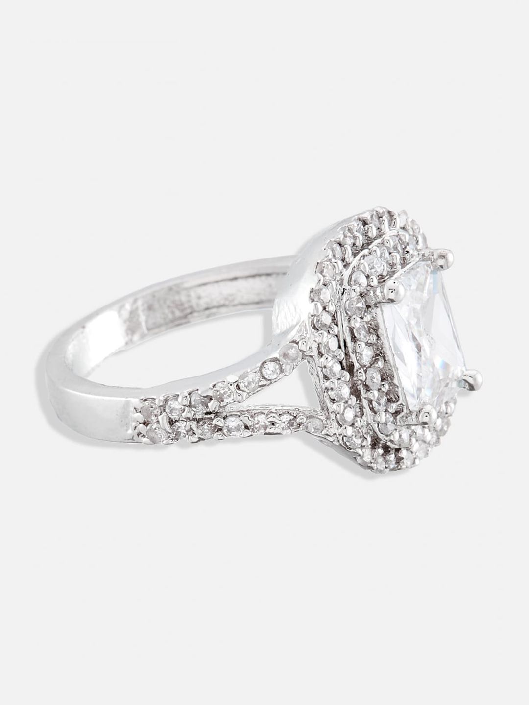 ATIBELLE Set Of 2 Rhodium-Plated CZ-Studded Finger Rings
