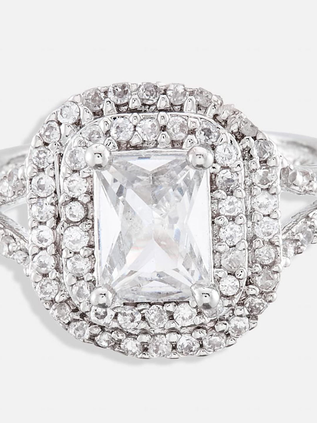 ATIBELLE Set Of 2 Rhodium-Plated CZ-Studded Finger Rings