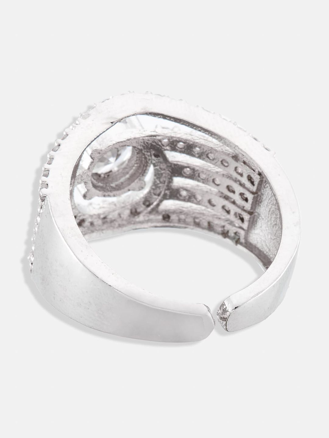 ATIBELLE Set Of 2 Rhodium-Plated CZ-Studded Finger Rings