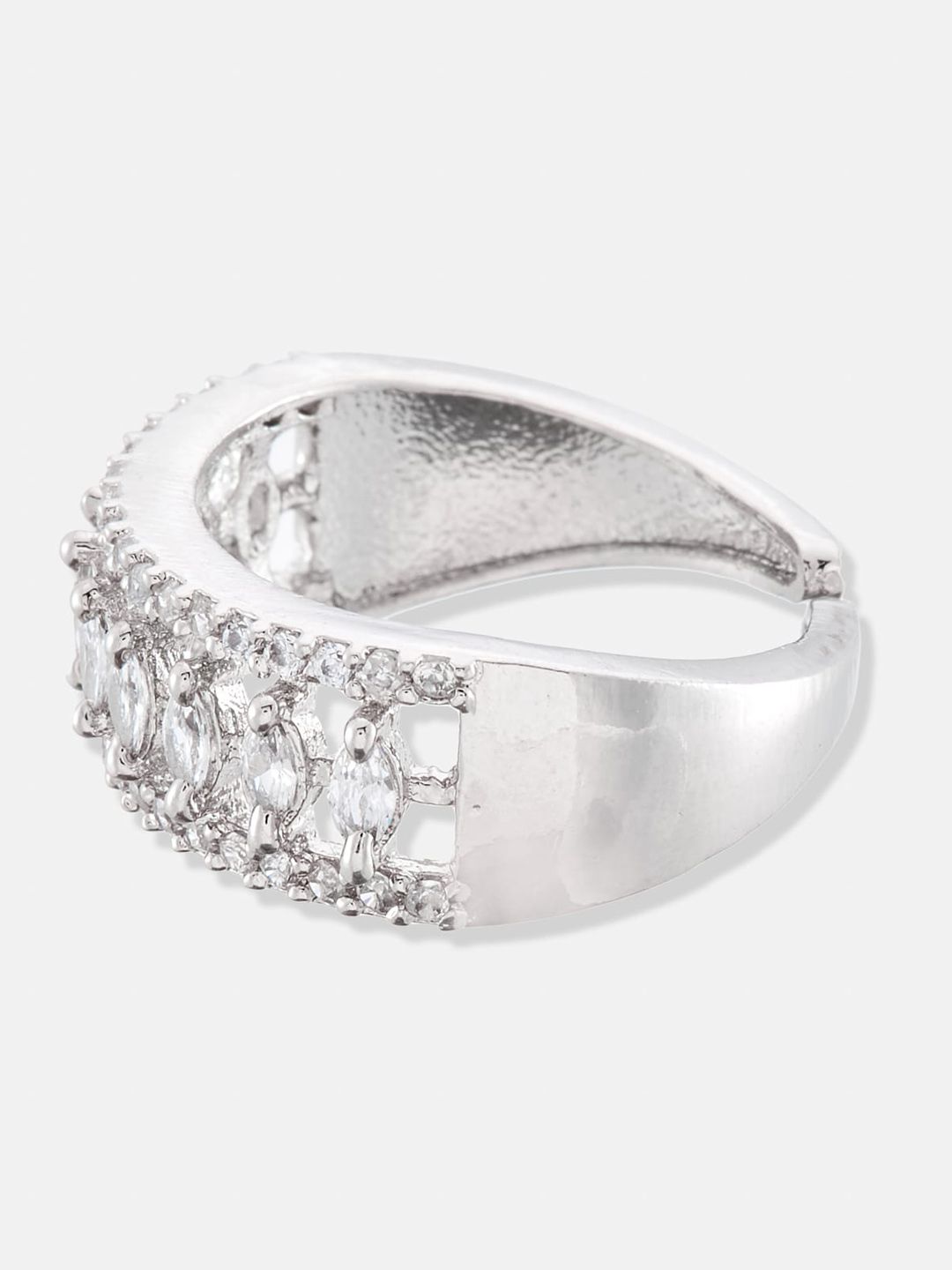 ATIBELLE Set Of 2 Rhodium-Plated CZ-Studded Finger Ring
