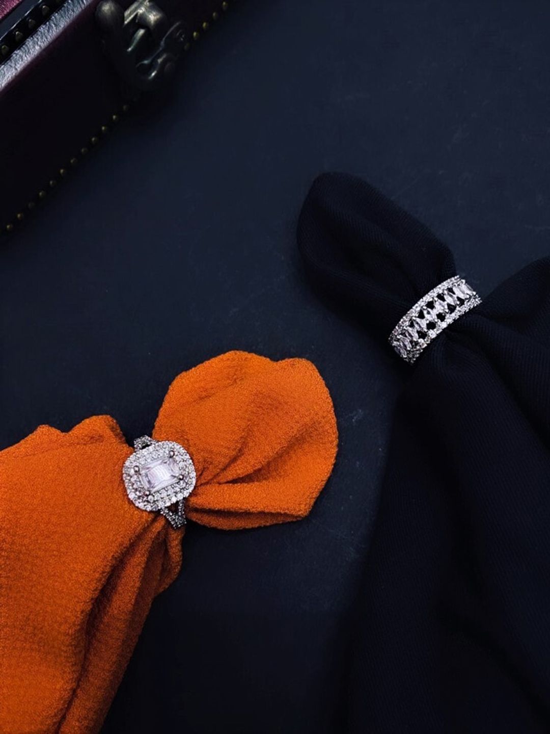 ATIBELLE Set Of 2 Rhodium-Plated CZ-Studded Finger Ring