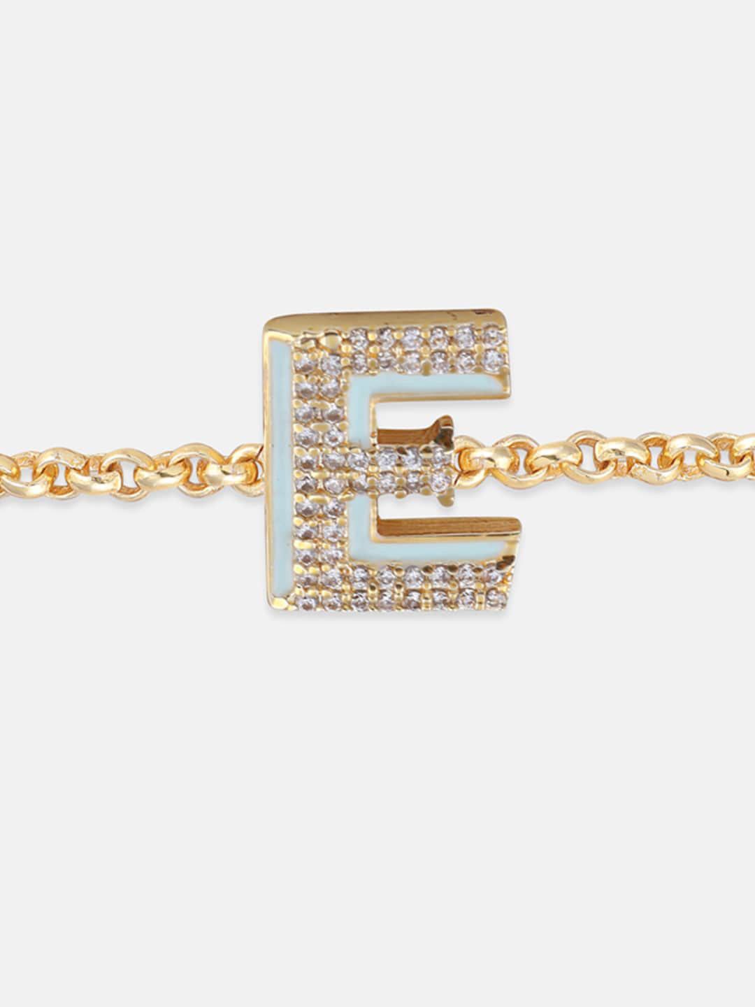 Tipsyfly Crystal and Blue Enamel Letter Bracelet - H