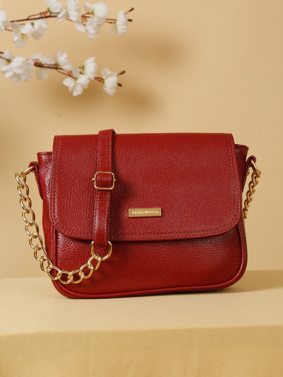 Teakwood Leathers Textured Leather Structured Sling Bag-picture-35
