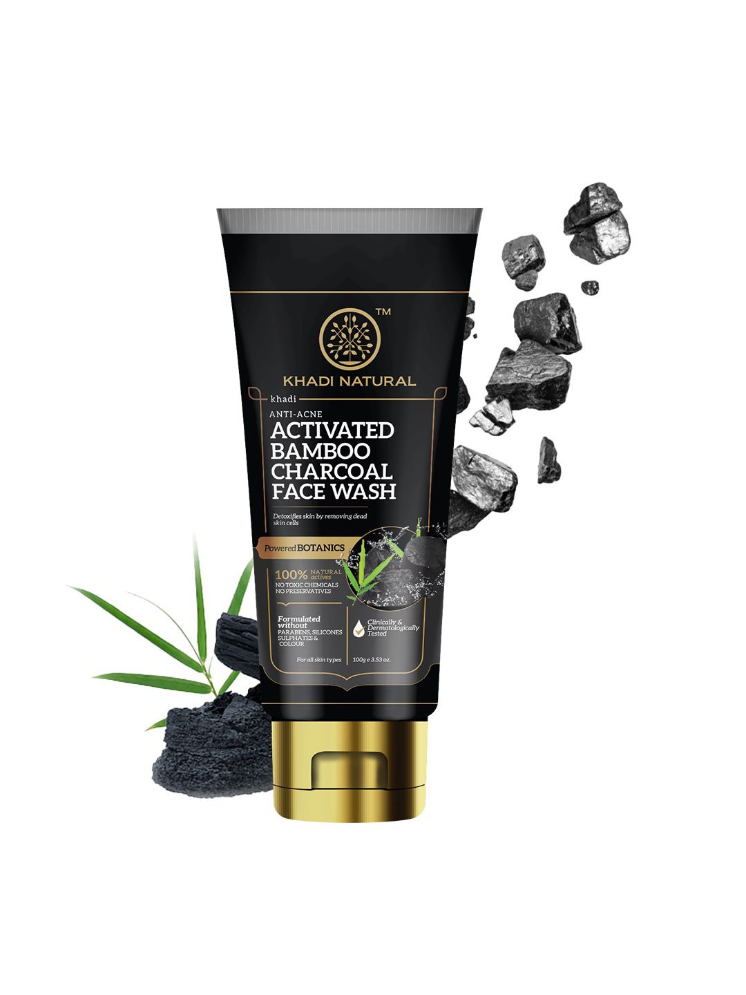 Khadi Natural Anti-Acne Activated Bamboo Charcoal Face Wash To Detoxify Skin - 100g-picture-41