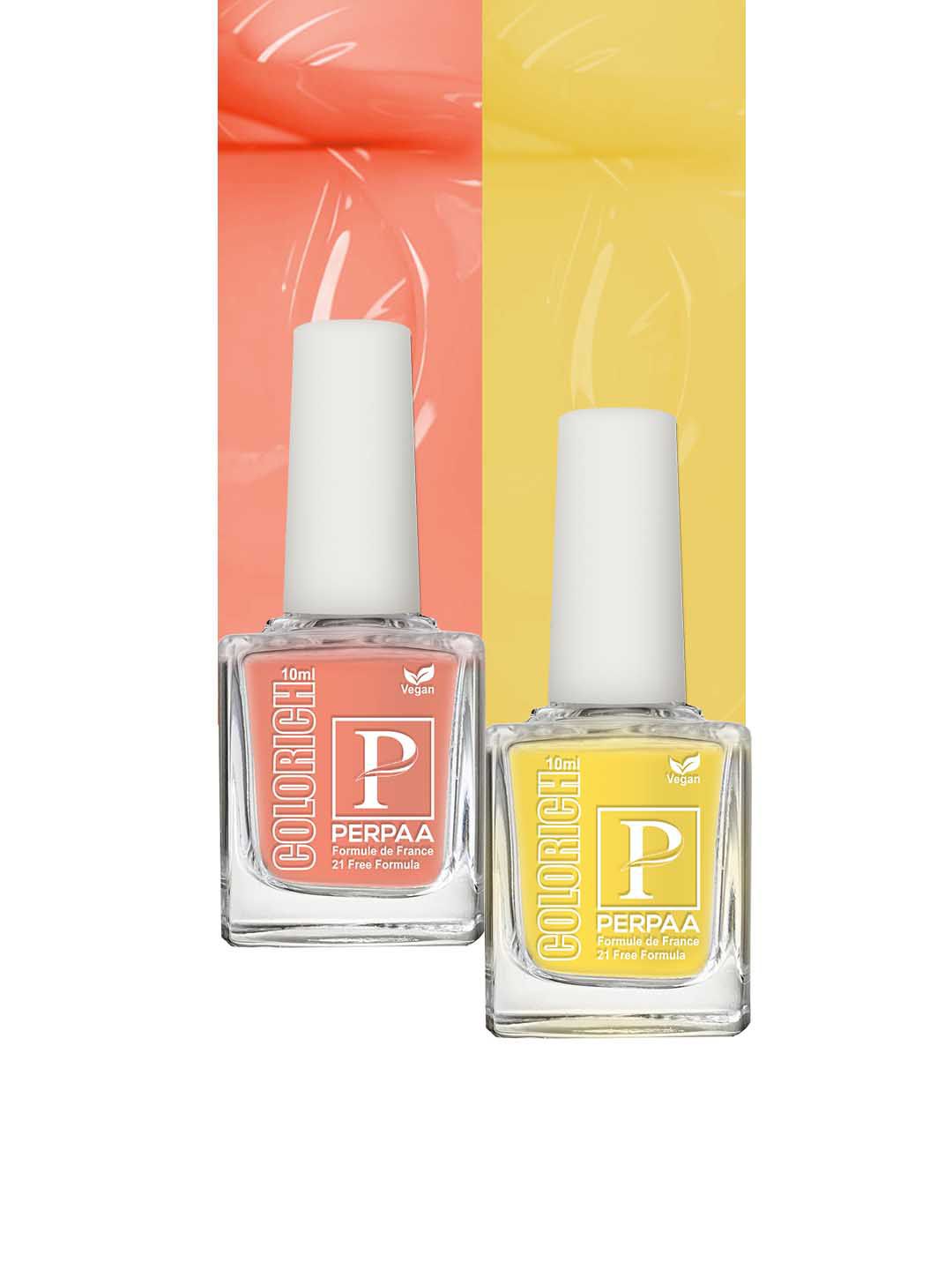 PERPAA Colorich 2-Pcs Quick Dry Long Lasting Nail Polishes - Lime Yellow 01 & Peach 04-image-35