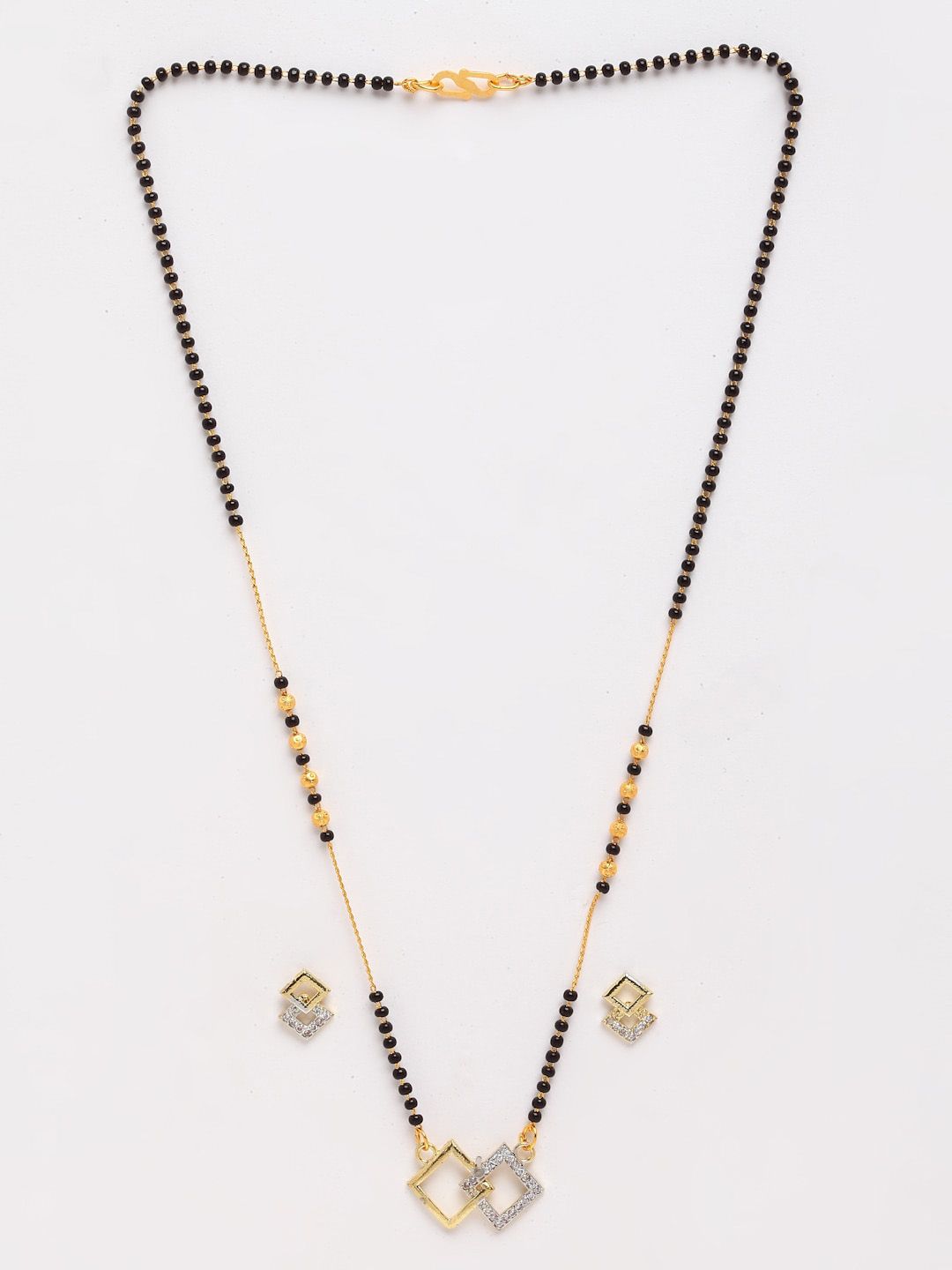 Anouk Gold-Plated American Diamond Studded Beaded Mangalsutra Set-picture-15