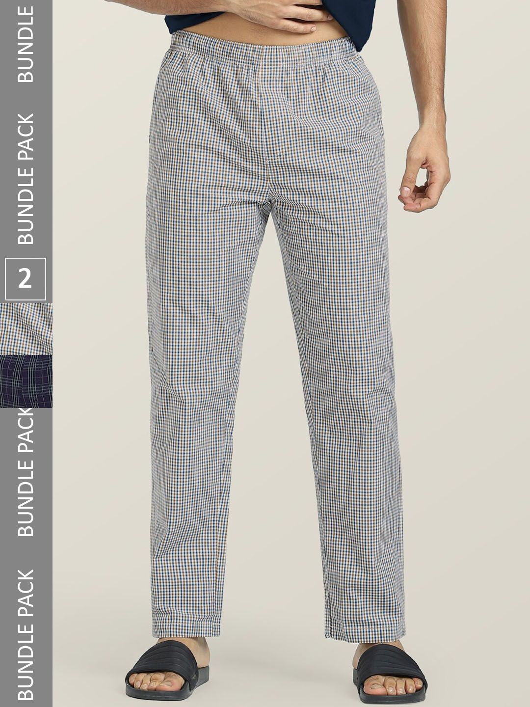XYXX Men Pack Of 2 Checked Cotton Anti-Microbial Lounge Pants-picture-15