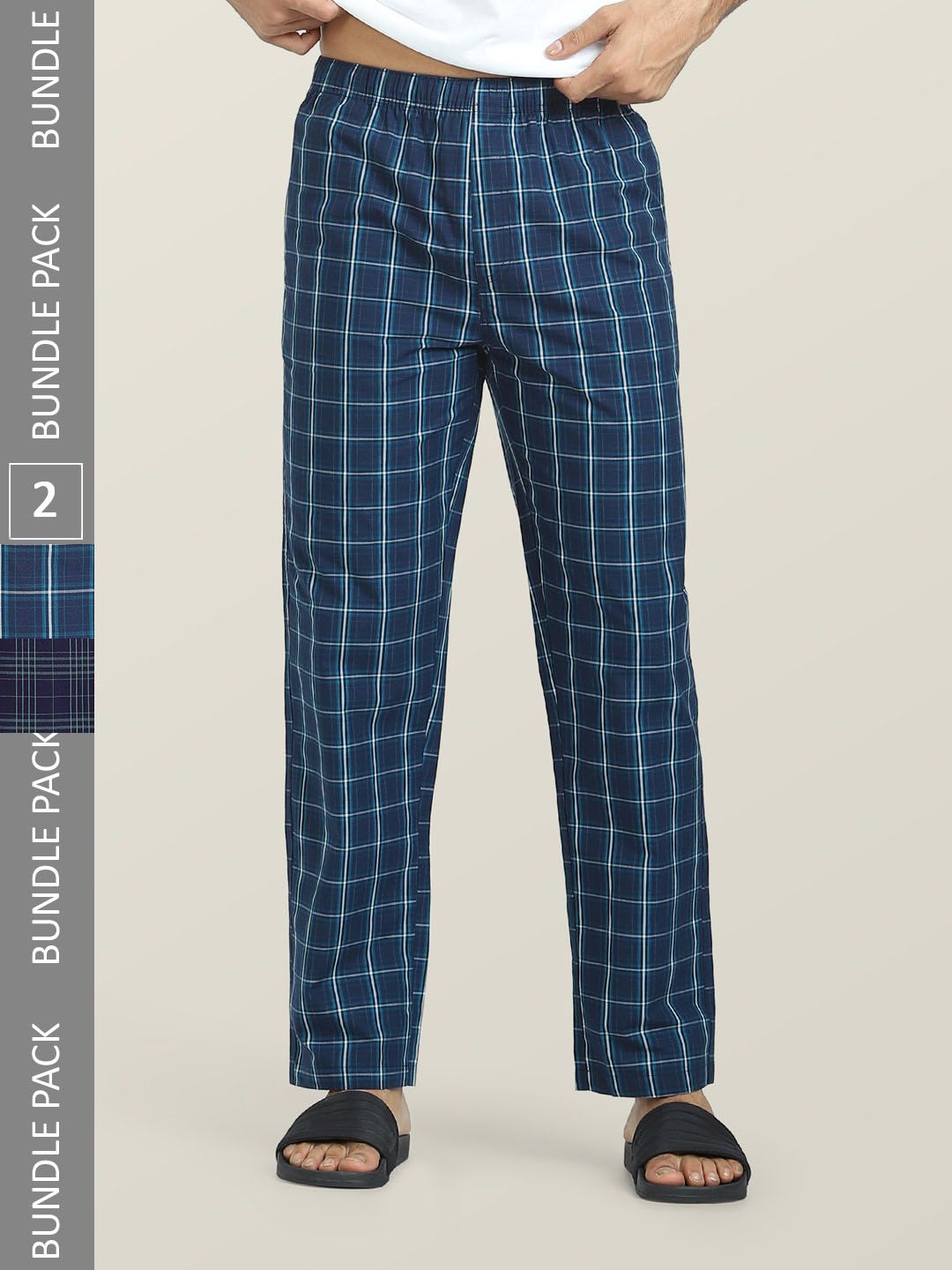 XYXX Men Pack Of 2 Checked Cotton Anti-microbial Lounge Pants-picture-16