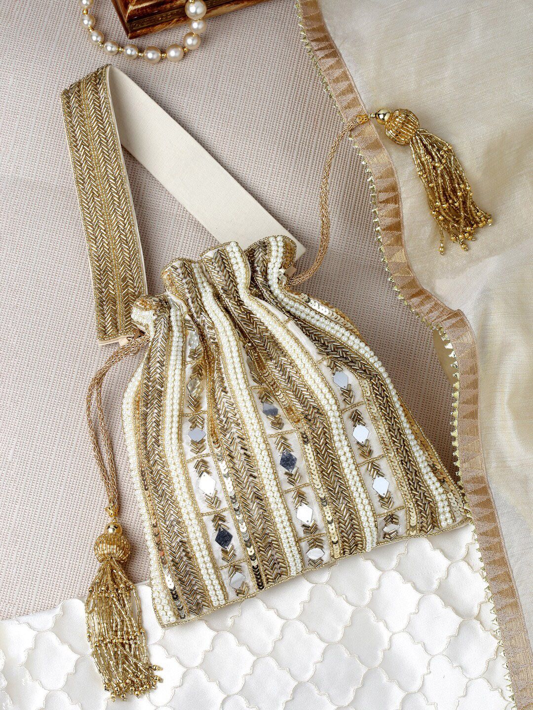 Anekaant Embellished Tasselled Potli-picture-35