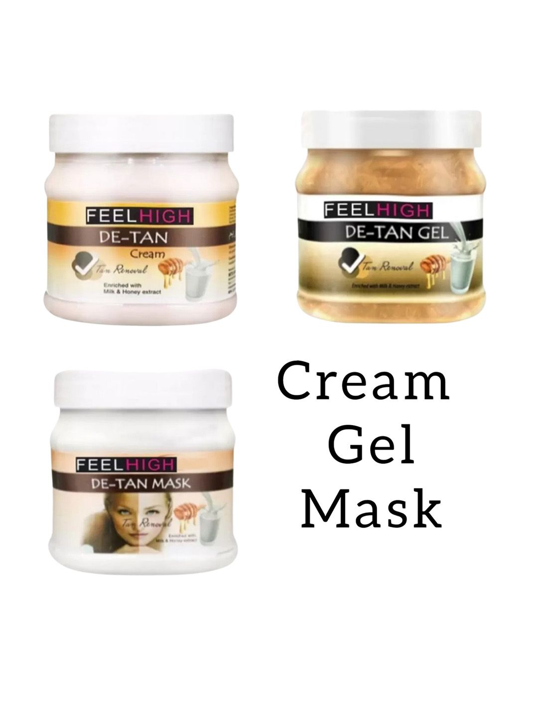 FEELHIGH Oil Control De-Tan Gel & De-Tan Cream & De-Tan Mask -  500 ml Each-picture-31