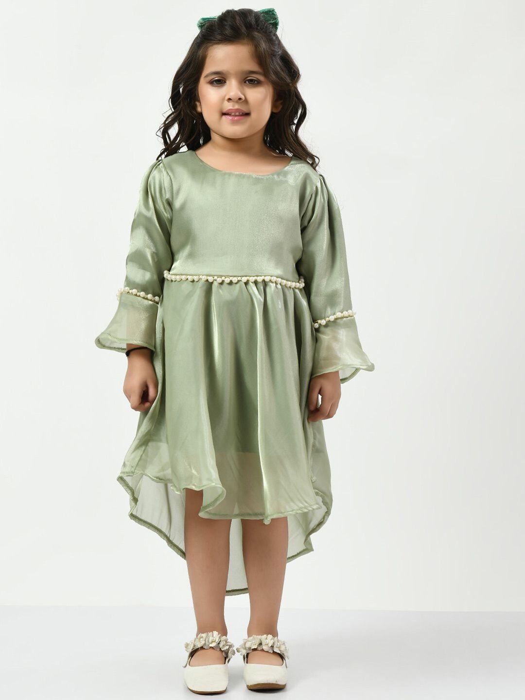 Bella Moda Bell Sleeve Satin Embellished Fit & Flare Dress-image-25