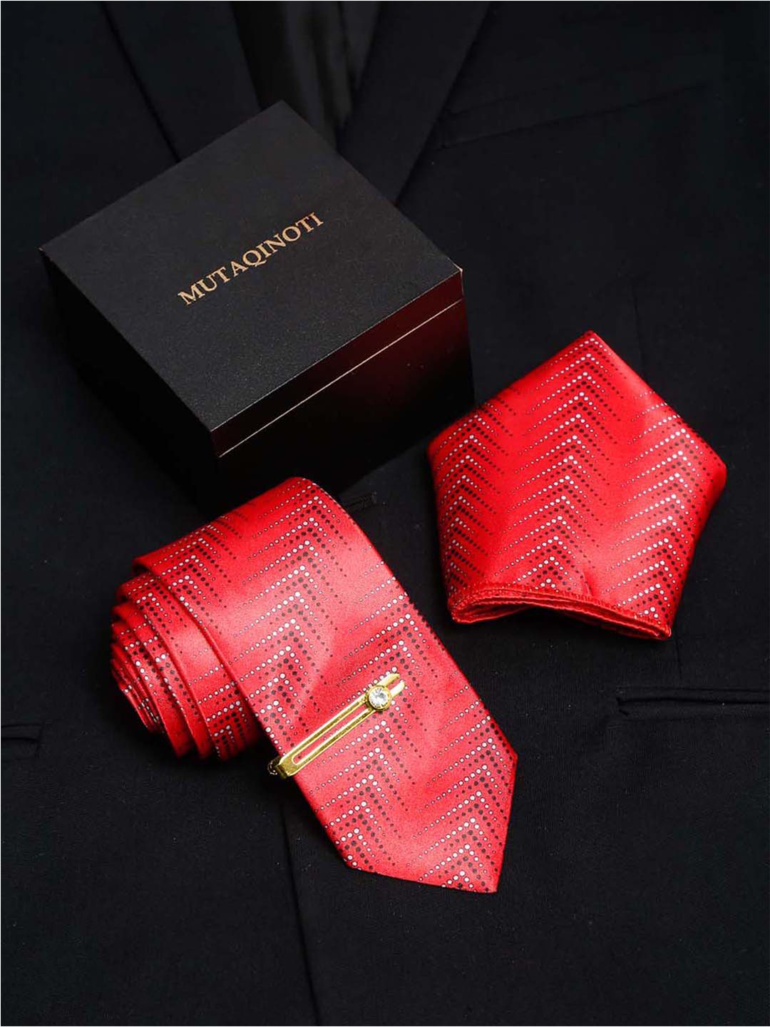 MUTAQINOTI Men Printed Silk Accessory Gift Set-picture-33