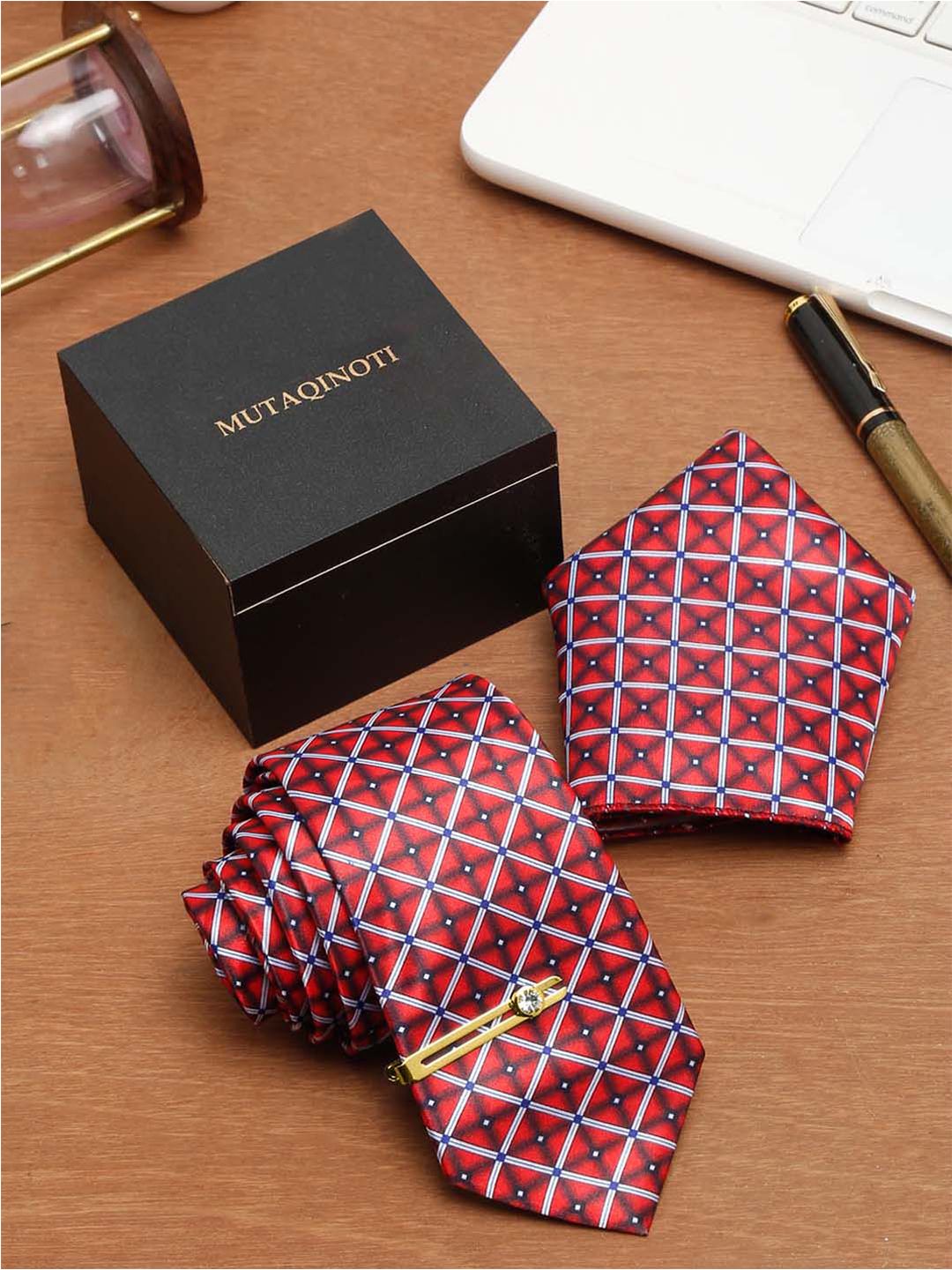 MUTAQINOTI Men Checked Accessory Gift Set-picture-18