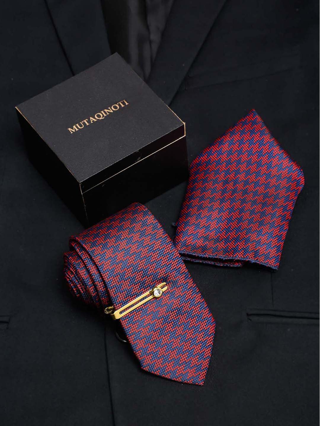 MUTAQINOTI Men Printed Silk Accessory Gift Set-picture-20