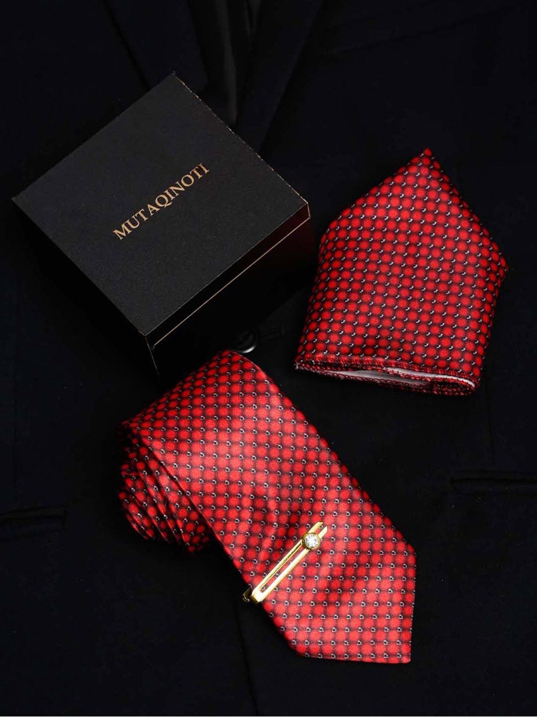 MUTAQINOTI Men Polka Dot Printed Accessory Gift Set-picture-55