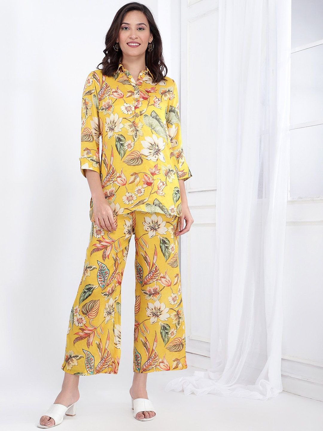 Bani Women Floral Printed Shirt Collar Tunic With Trouser-picture-17