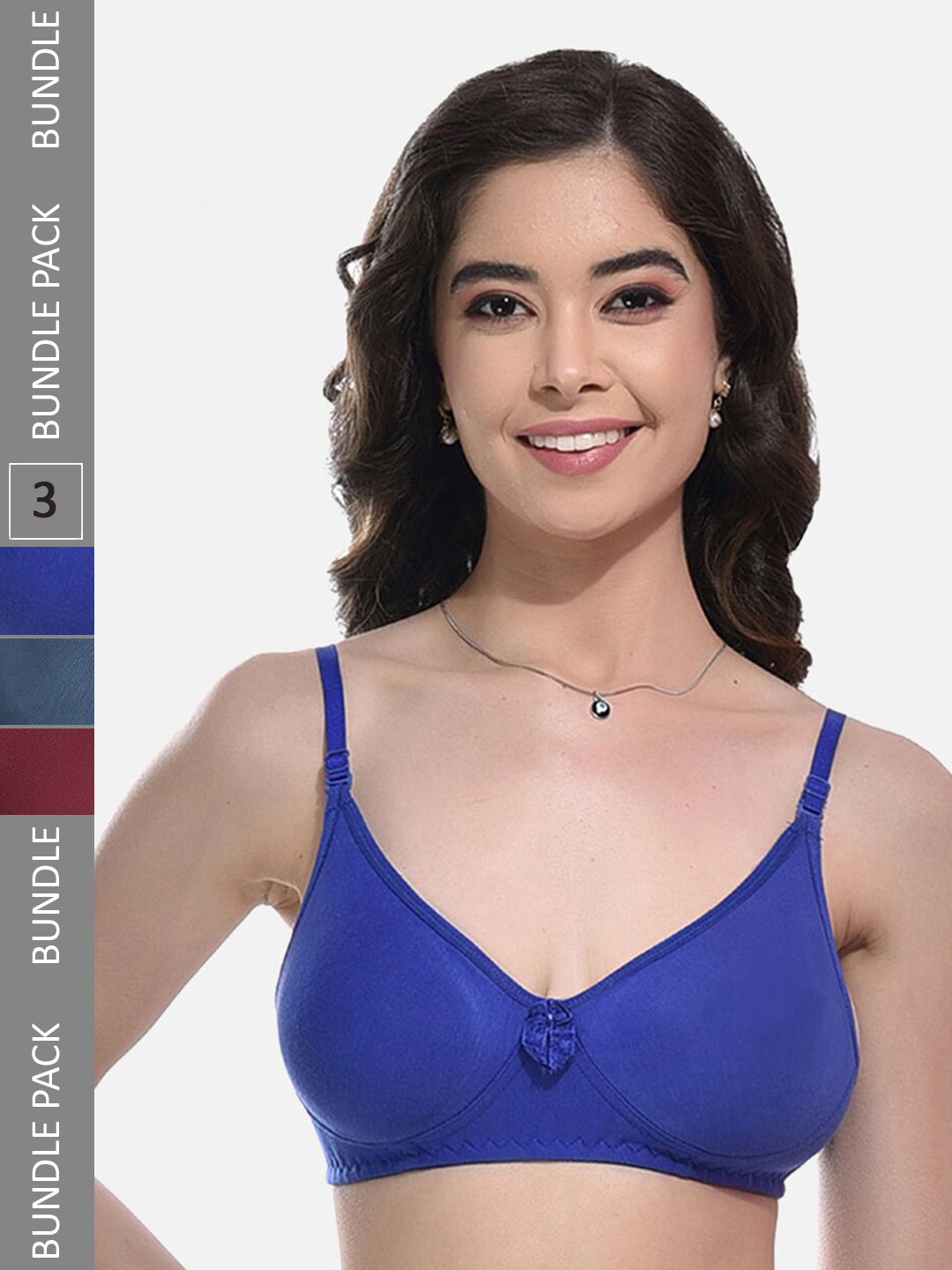 FIMS Pack Of 3 Full Coverage Non-Padded Non-Wired Everyday Bra With All Day Comfort