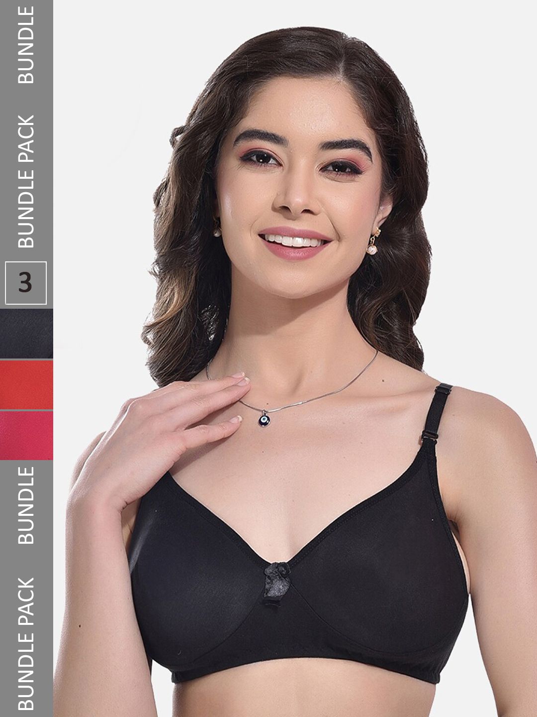 FIMS Pack Of 3 Non Padded Full Coverage Super Support Everyday Bras With All Day Comfort