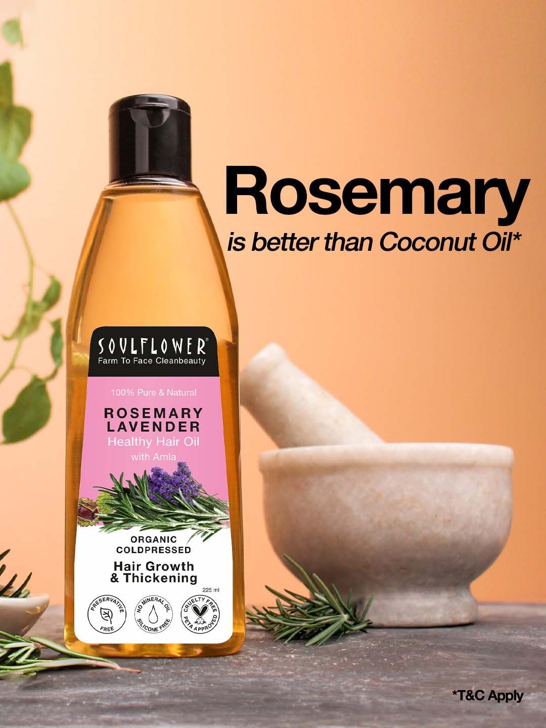 Soulflower Rosemary Lavender Healthy Hair Oil for Hair Growth & Hair Fall Control 225ml-image-1