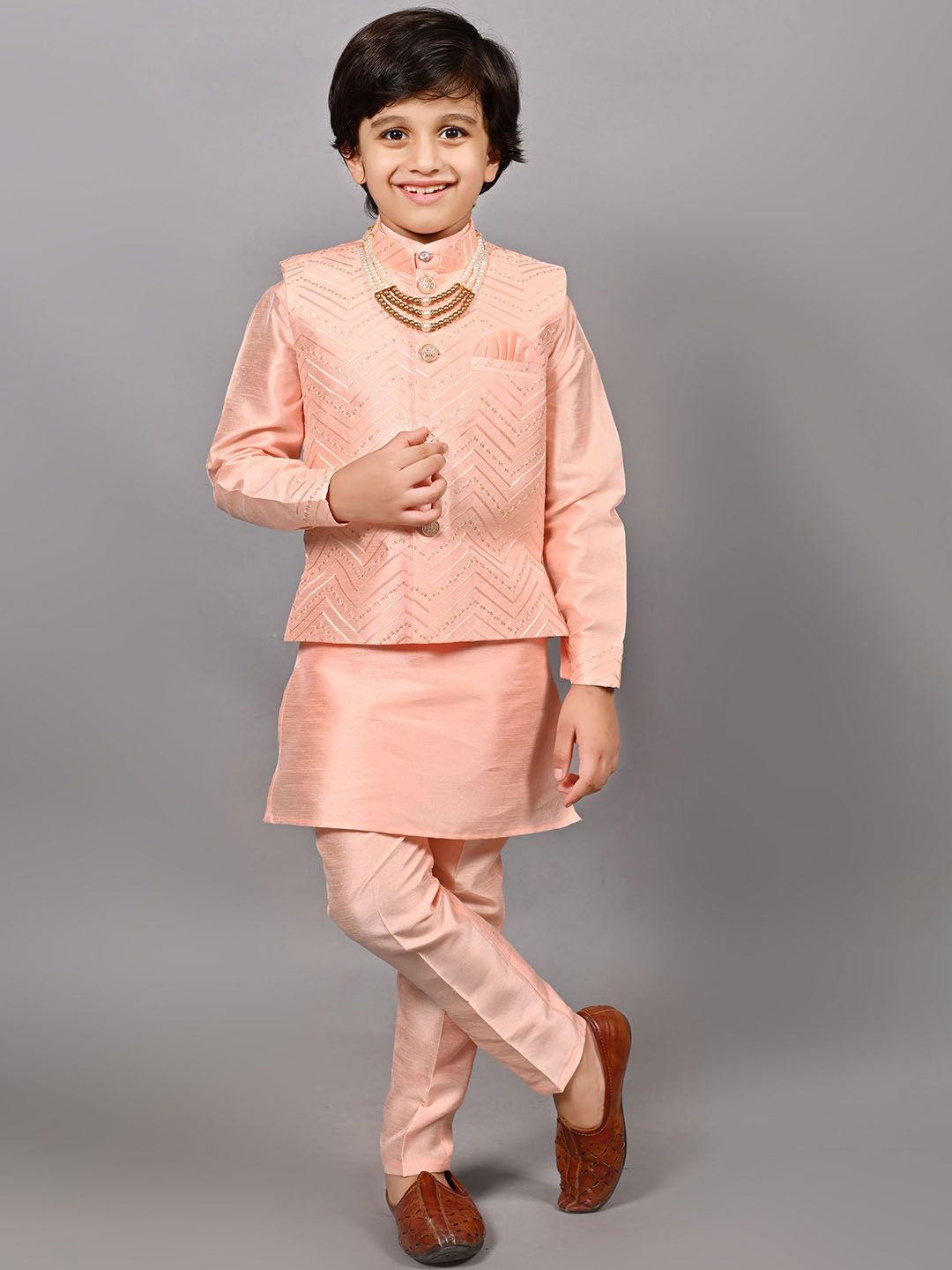 ahhaaaa Boys Embroidered Sherwani Set-picture-33